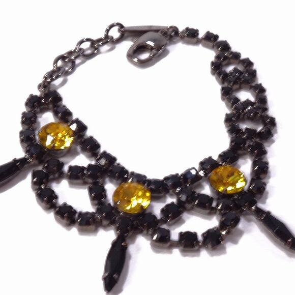 Joomi Lim Black Yellow Swarovski Crystal Split Personality Bracelet NWOT 150 - Picture 4 of 6